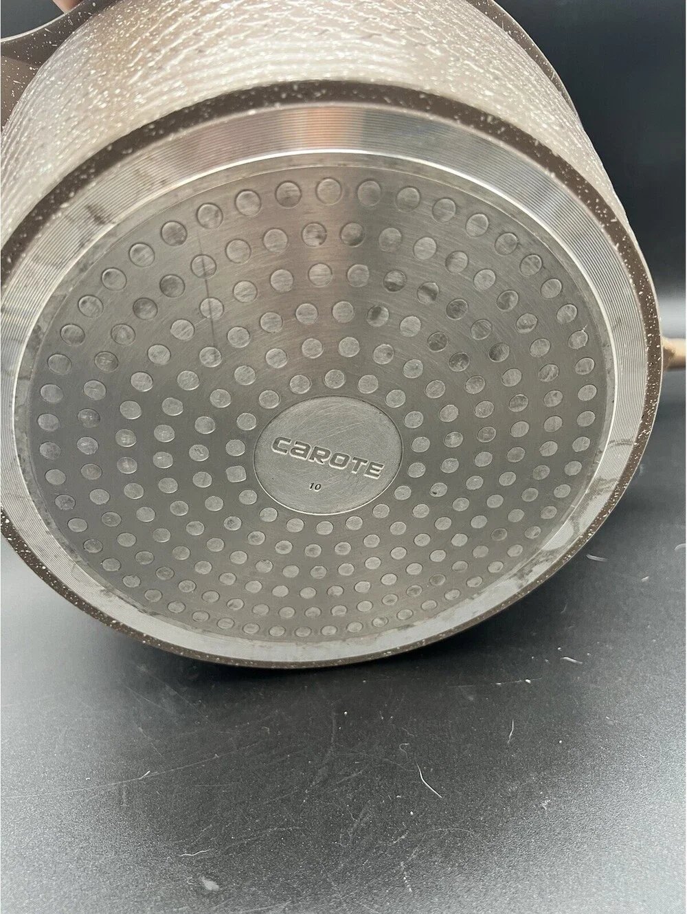 CAROTE Non-Stick Cookware Set, Granite Brown Speckled Saucepans Pots Dutch Crock